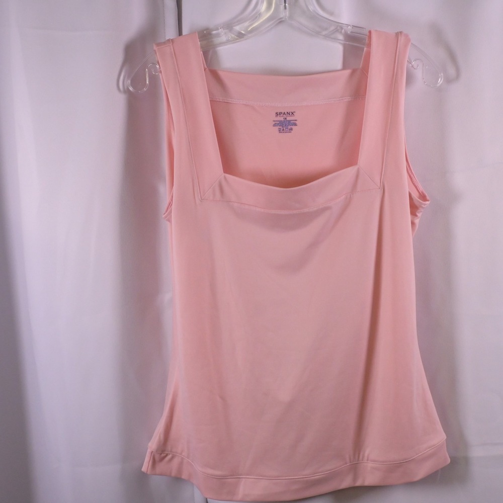 SPANX Pink Square Neck Tank Top‎ Cami Womens 1X Stretch